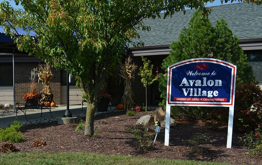 Outside of the main entrance at Avalon Village building.