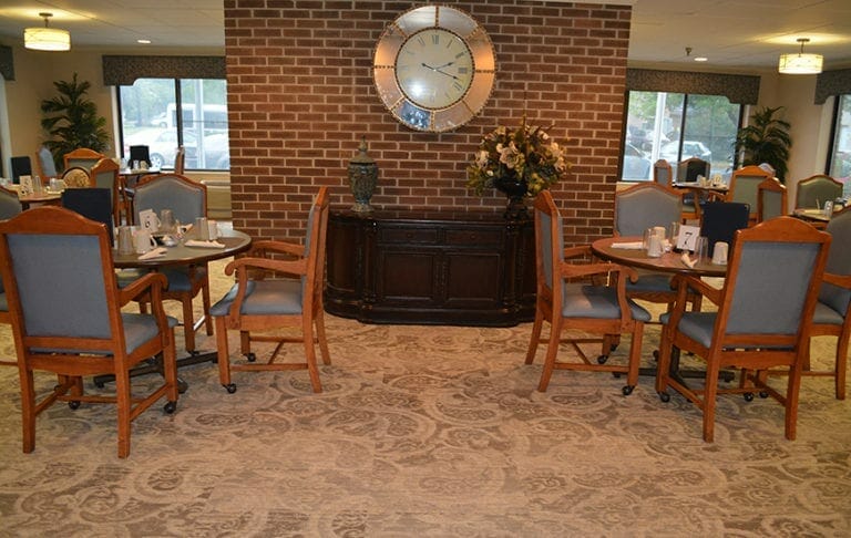 Allisonville Meadows Assisted Living dining room.