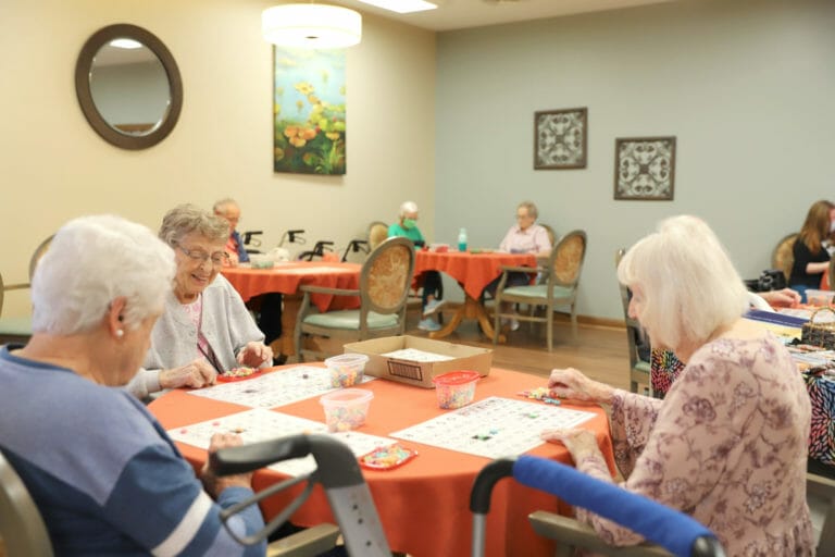 Meadow Lakes Respite care residents enjoying bingo
