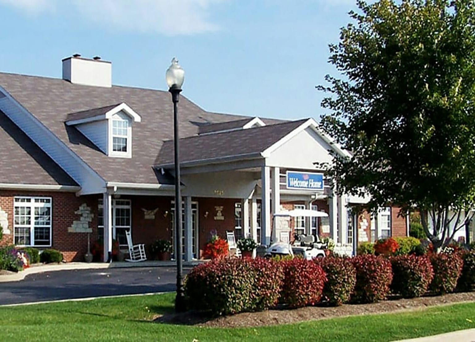 Outside of the main entrance at Rosegate Assisted Living building.